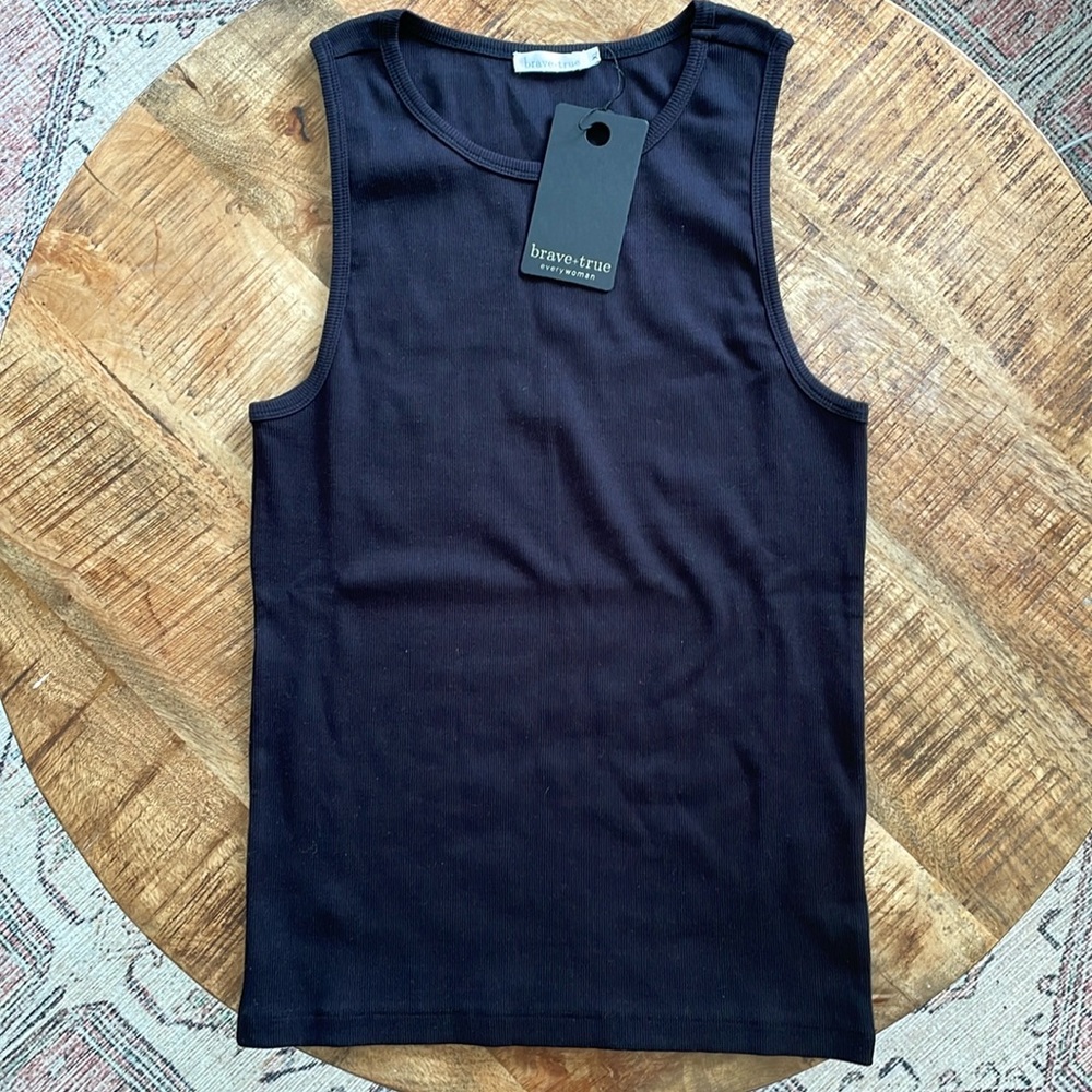 Brave +‎ True Nordstrom Women's Ribbed Tank XL Black Wash Essential Layer